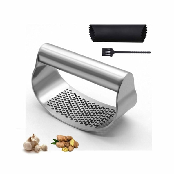 Valkosipulipuristinsetti, Premium keittiöväline 430 ruostumaton teräs murskain puristin valkosipulille inkiväärille, silikoninen valkosipulinkuorija, puhdistusharja