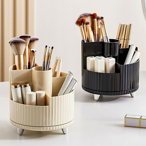 360 Graders Makeup Organizer Spinnende Kosmetik Display Cases med 5 Rum Acryl Klar Rund Drejeskive Opbevaringsskuffe Counter Organizer Case,B B