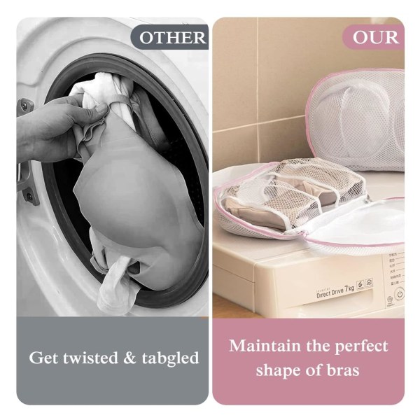 BH-vaskepose for tøy, Anti-deformasjon BH-vaskepose, Mesh-vaskeposer for vaskemaskin med glidelås, for kvinner Alle kopper