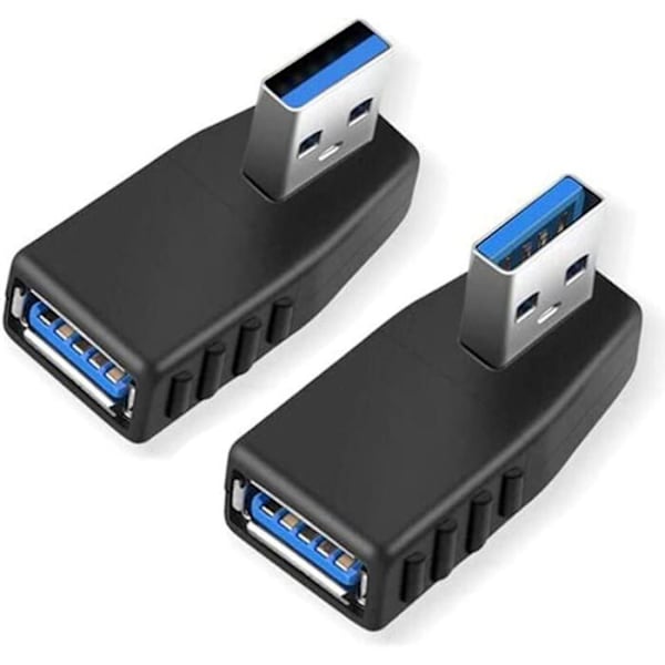 USB 3.0 Adaptrar 2-Pack 90 Graders Rät Vinkel Hane Hona USB 3.0 Adapter Odipie