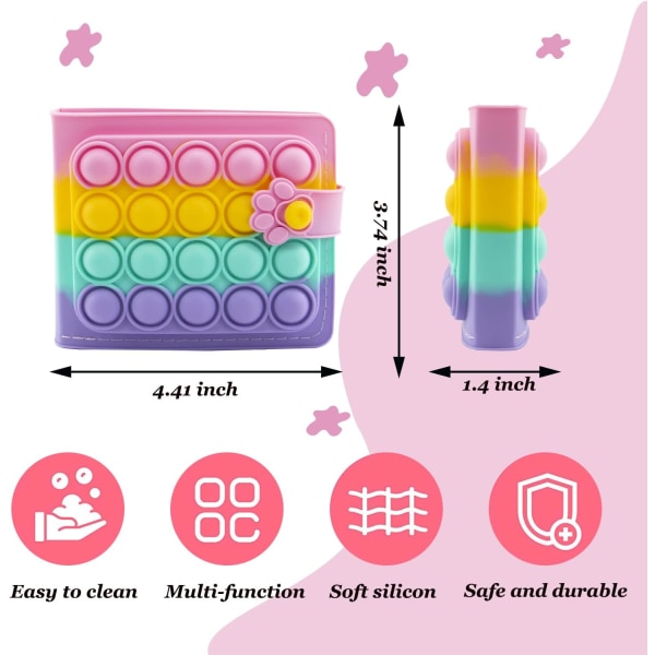 Suloinen avattava lompakko Kolikkolaukku, Pieni lompakko naisille, Silikonipuristuskuplalompakko Söpö stress relief ja ahdistusta ehkäisevä lelu (Macaron Color)