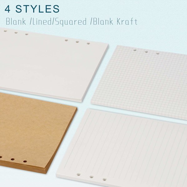 A5 Refillpapper, 3 Förpackningar 100GSM Tjockt Påfyllningsbart Papper 6 Håls Fyllnadsinlägg Löst Blad Papper 135 Ark (270 Sidor)