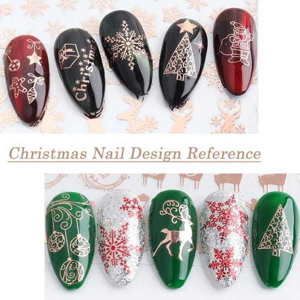 6 ark Jule-nail Art-klistermærker, selvklæbende negle-klistermærker Snefnug Rensdyr-mønster DIY-dekorationsværktøj Tilbehør Lang skønhed