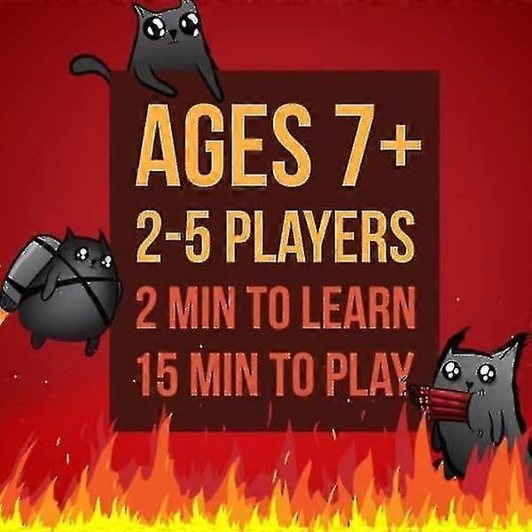 Exploding Kittens - Korttipeli, Perheystävällinen Juhlapeli, Venäläinen Ruletti, Englanti, 7+ vuotta, 2-5 pelaajaa
