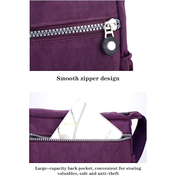 Dam Casual Multi-Pocket Crossbody Väska Resehandväska Messenger Väska för Shopping Vandring Daglig Användning Rose red