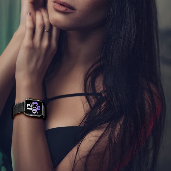 Magnetisk bånd kompatibelt med Apple Watch 42 mm 44 mm 45 mm, rustfritt stål nettingstropp med justerbar løkke, metallarmbånd for Iwatch Series Se 7/6/5