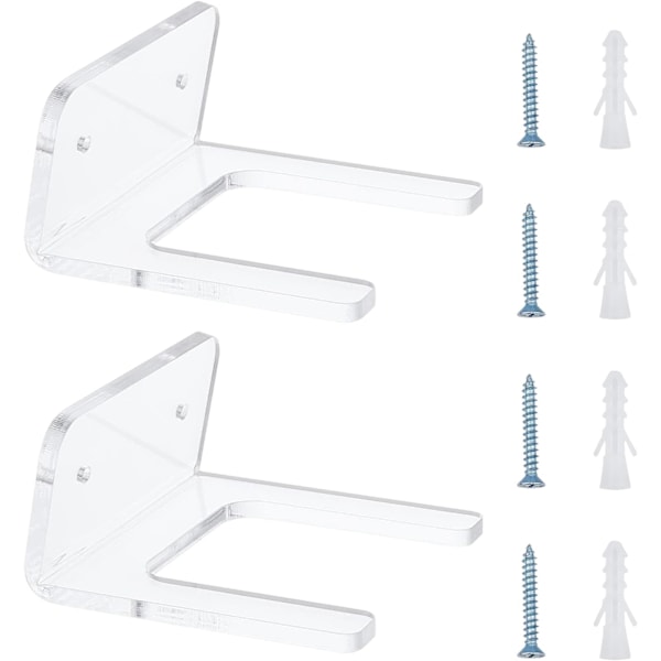 2 sett Akryl Gitar Veggfeste, Klar Gitar Veggfeste med 4 stk Jernskruer og Plastplugger 9.4x10x4.85cm Gitar Veggkrok Feste for Gitar