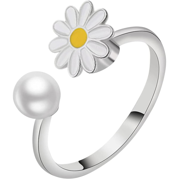 Spinning Daisy Ring, Fidget Spinner Ringe til Kvinder, Ring Åben Justerbar Ring, Beroligende Bekymringsmeditationsring Angst Stress Relief Ring Smykkegave