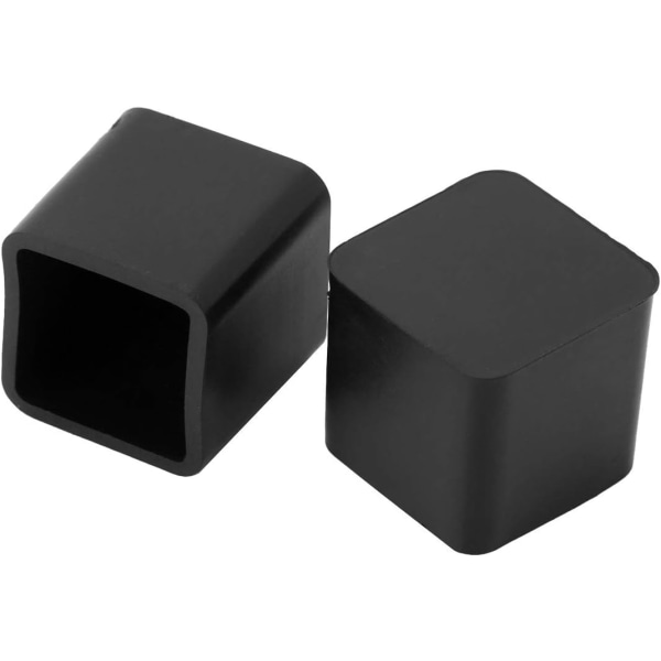 4st fyrkantiga gummiändstycken för stolar, bord, möbelben (40 mm svart)