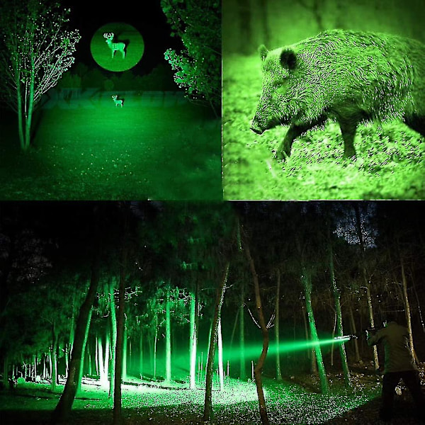 Lommelygte, Grønt Lys Super Kraftfuld 2000 Lumen Taktisk, Lommelygte Fjernbetjent Genopladelig Vandafvisende Jagtlommelygte