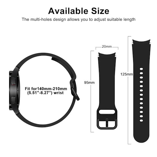 Kompatibel med Samsung Galaxy Watch 4 Rem 40mm/44mm, Galaxy Watch 5/Watch 5 Pro 45mm Silikone Urremme Armbånd