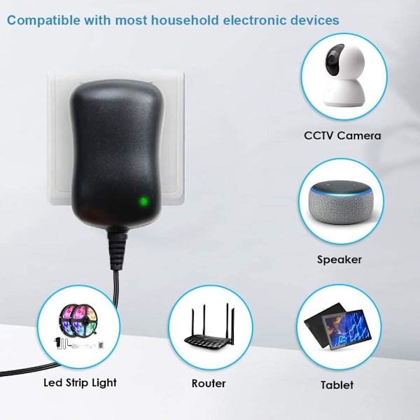 30W Universaali AC/DC-adapteri 6 valinnaisella adapteripäällä 3 V - 12 V kodin elektroniikalle, kuten CCTV, IP-kamera, kaiutin, reititin [2000mA Max]