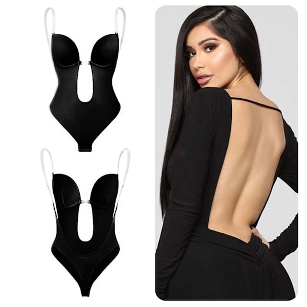 Kvinners Ryggløse Formerende Bodysuit Shapewear BH Kroppformer Deep V-Hals Klar Stropp Magekontroll Undertøy Sømløse Bodysuits for Lav Ryggkjole, XL