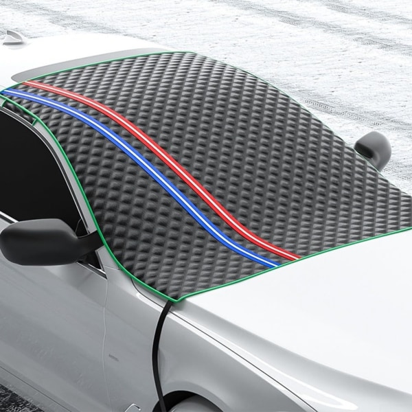 Bil Vindrute Skydd Frostskydd, Bil Vindruta Snöskydd, Vindrute Skydd Frost Snö Is UV med 2 Spegelöverdrag (166×104cm)(Fram)