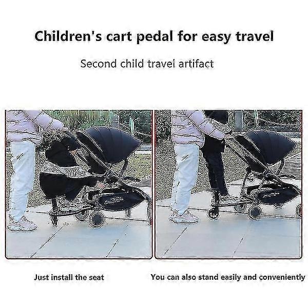 Universal 2-i-1 ståbrett til barnevogn med avtakbart sete Second Child Artefact Child Rider Stroller