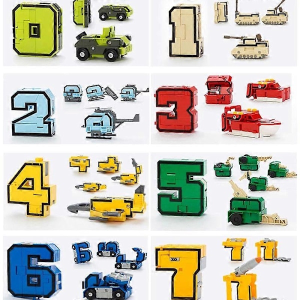 Opetukselliset palikat, kokoa toimintahahmo, muunnosnumero, muodonmuutosrobottilelu lapsille, 10 kpl