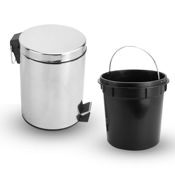 5L Pedalhink | Papperskorg med löstagbar hink | Rostfri badrumshink med lock | Soptunna med innerhink | Toalettpapperskorgar | Soptunna
