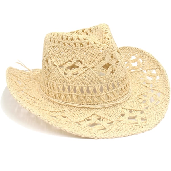 Straw Cowboy Hats for Women Sparkly Western Cowgirl Hat for Holiday Party Foldable Vacation Beach Sun Hat -Khaki