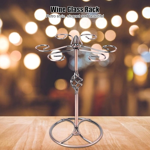 Vinglasholder, Vertikal Goblet Holder med 6 Kroge, Bordplade Vinglas (Bronze)