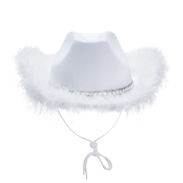 Dam Tiara Cowgirl Hatt Western Party Hat Accessoarer Disco Kostym Cowboy Hat Vit