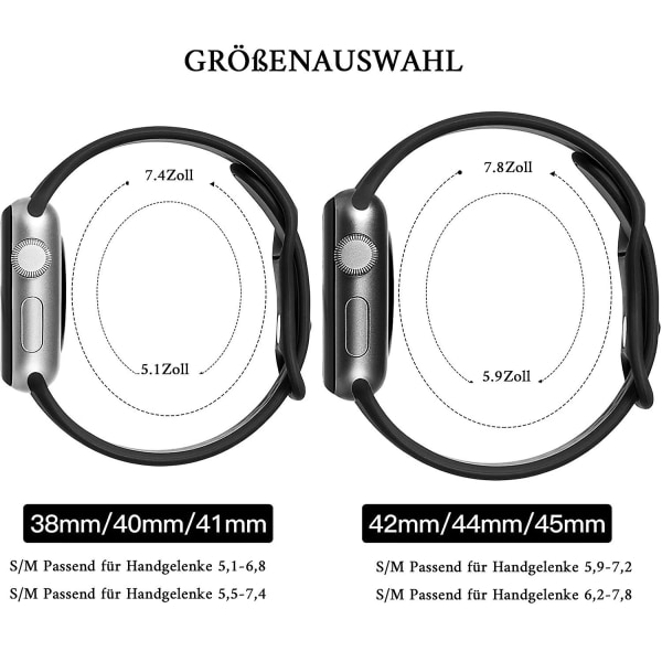 Sport-silikoniset Apple Watch Ranneke, hengittävä vaihtohihna Apple Watch Series 7 and Se -kelloille