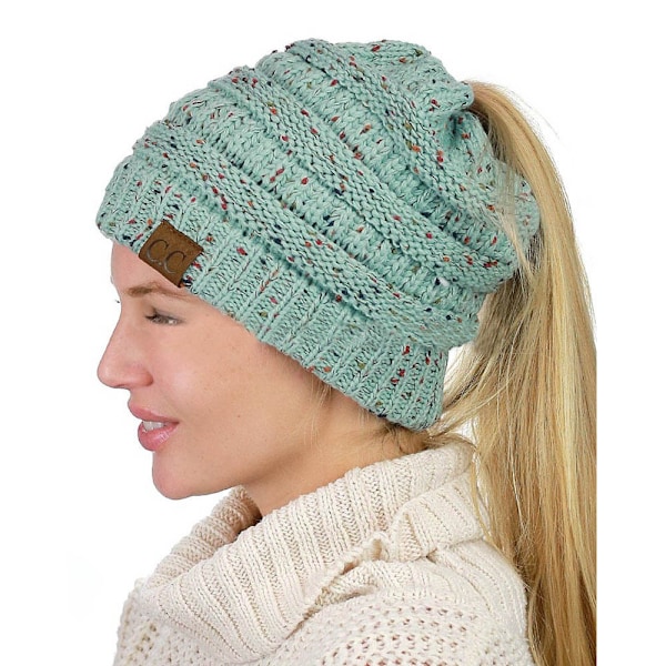 Huer til kvinder med satinfor, Slouchy med silkefor, Varm strikket hue med manchet til vinter