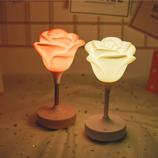 USB Oppladbar Nattlampe for Barn, Berørings LED Lampe, 3 Lysmoduser, Avtakbar Sklisikker, Blomst Nattlampe for Hjemmedekorasjon Rosa