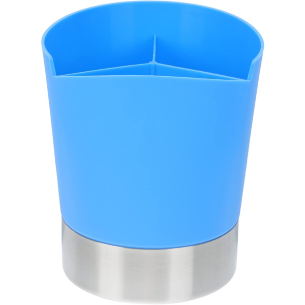 Halm Hink Dispenser Plast Organizer Box Drickshalm Dispenser Köksredskap Sked Gaffelhållare Rostfritt Stål Blå blue