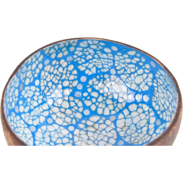 Naturlig Kokosskål Inlagd med Pärlemor Skål Nyckelskål för Hallbord Godisbehållare (Blå) blue
