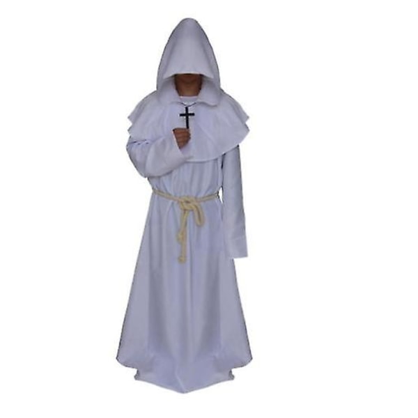 Herre Monk hette kappe Monk Medieval Priest Cosplay kostyme S