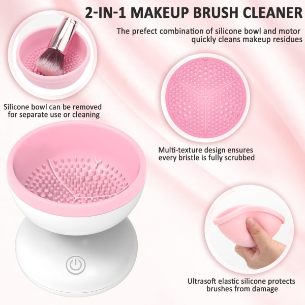 Elektrisk Makeup Brush Cleaner - Makeup Brush Cleaner Machine Bærbar Automatisk USB Kosmetisk Cleaner Tools Cleaner Spinner til alle størrelser makeup børster