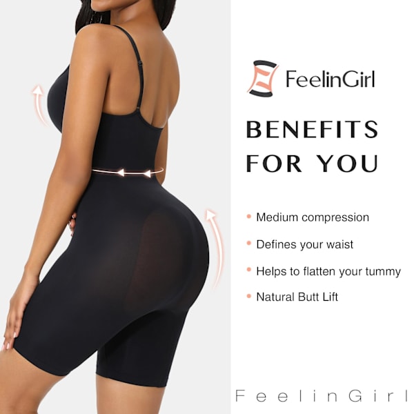 Bekväm Helkroppsdräkt för Kvinnor Butt Lifter Sömlös Shapewear för Kvinnor Tummy Control Lår Slimmer S/M