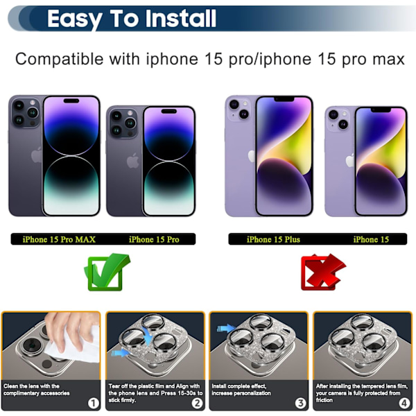 Kameraskydd för iPhone 15 Pro/15 Pro Max kameralinsskydd