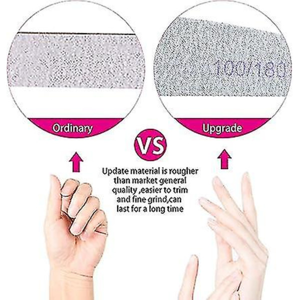 Nagelpoleringsremsor, professionell nagelfil, 16 st dubbelsidig nagelfil - 100/180 grit tvättbar fil för naglar, salong