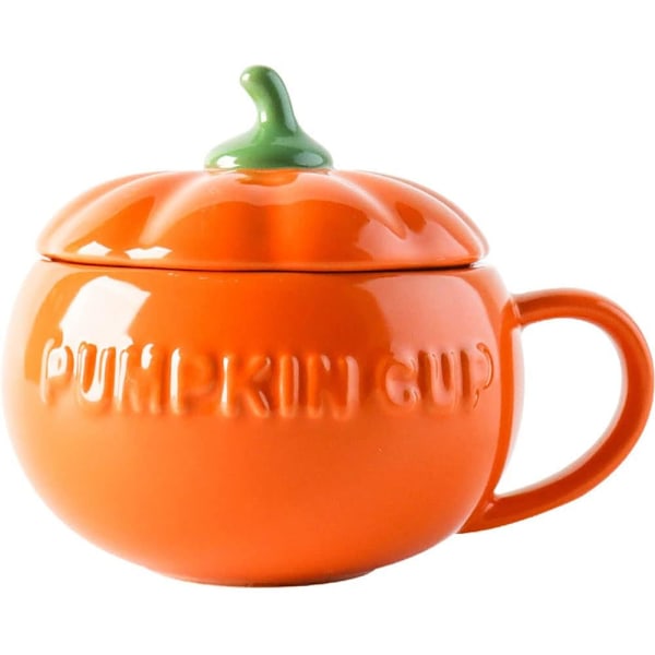 Halloween Ceramic Pumpkin Mug，Cute Pumpkin Cup, Ceramic Coffee Mug, 500ml Tea Cup with Lid（cup）