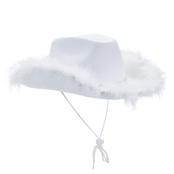 Dame Tiara Cowgirl Hat Western Party Hat Tilbehør Disco Kostume Cowboy Hat Hvid