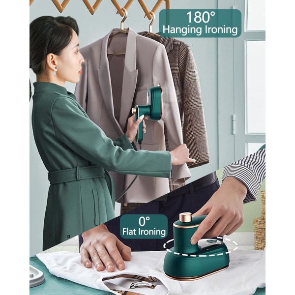 Handhållen ministrykmaskin kan rotera 180 grader kläder resestrykjärn, snabbuppvärmning liten bärbar varmpress kläder strykjärn (grön - Storbritannien)