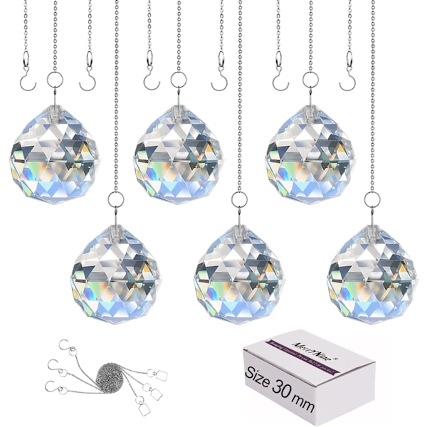 Clear Crystal Ball Prism Sun Shine Catcher Rainbow Pendants Maker, Hanging Crystal Prisms for Windows, for Gift，Christmas decoration(30mm)