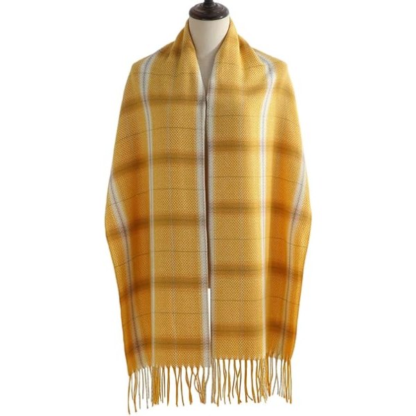 Vinterrutete skjerf for kvinner, langt vinterskjerf, myke varme skjerf, duske-sjal, lang stola, julegave Yellow