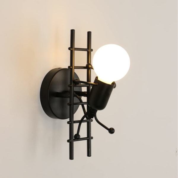 Wall Lights, Black Industrial Climb Stair Wall Sconce Lamp, Indoor Metal Wall Lighting Fixtures,Bulb not included