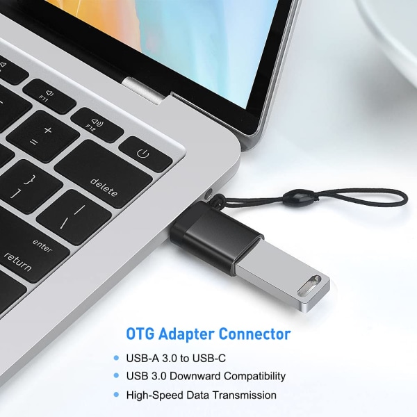 USB C til USB 3.0-adapter (2 pakke), USB-C til USB-A kvinnelig OTG-adapter USB Type C-adapter kompatibel med MacBook, Samsung Galaxy, Huawei og mer, svart