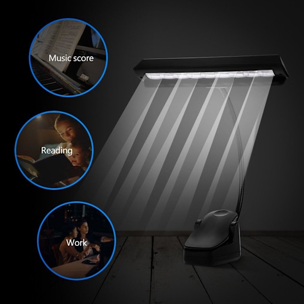 Notestativlampe med Klemme, 9 LED Klemmelampe, Notestativlys, Bærbar Fleksibel Leselampe for Soverom og Skrivebord