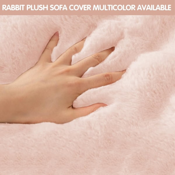 Tjocka Kanin Plysch Sofföverdrag 1 2 3-sits, Halkfria Sofföverdrag, Roligt Luddigt Sofföverdrag, Varma Sammet Soffkuddöverdrag (90x90cm) Pink 90*90cm