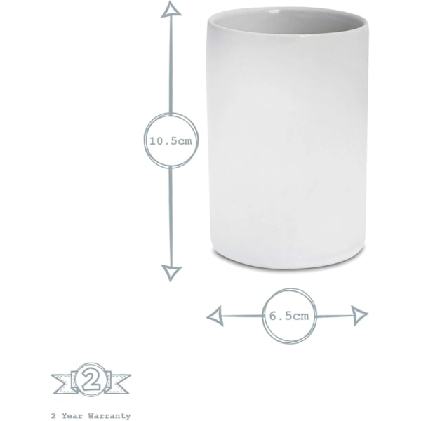 Håndkleholder for tannbørster - Glasert keramisk baderomskopp - Hvit white