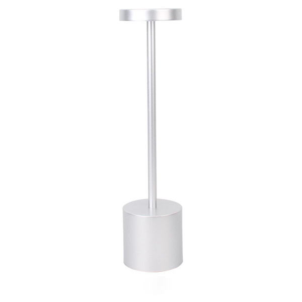 Sladdlösa bordslampor, LED-metall USB-uppladdningsbar skrivbordslampa matsallampa för restaurang/sovrum/sovsal silver