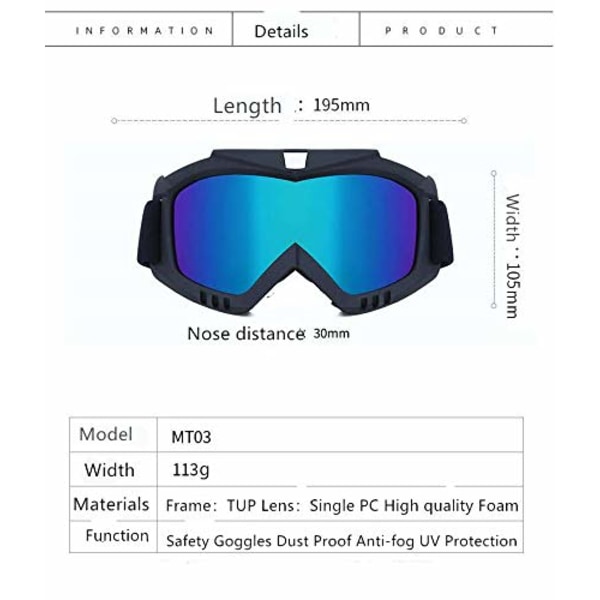 Motorcykelglasögon, Skidglasögon, Dirt Bike ATV Goggles Goggles (färg)