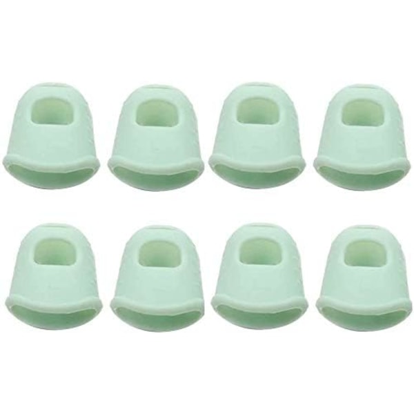 Förpackning med 8 silikon tumskydd, fingerspets skydd för nybörjare, Grön Stor Nagelbeskyddare