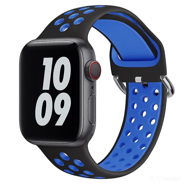 Ai Klokkereim For Apple Watch Band 45mm 44mm 40mm Series 7 6 5 4 Se Sports Pustende Armbånd Armbånd For Iwatch 3 42mm 38mm - Klokkebånd Black blue For 38mm-40mm-41mm