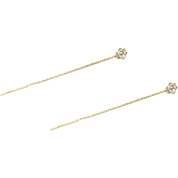 Øredobber for kvinner, Hvite CZ Øredobber for kvinner, Elegante Solitaire Duskkjede Hengende Øredobber, 925 Sterling Sølv, Gull/Sølv Gold