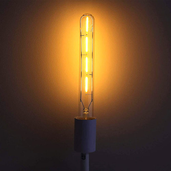 Set med 5 långa rörformade glödlampor, Edison LED-filament, 4W, motsvarande 40W glödlampa, E27-sockel, varmvit 2200K, 400LM, AC 220-240V, ej dimbar